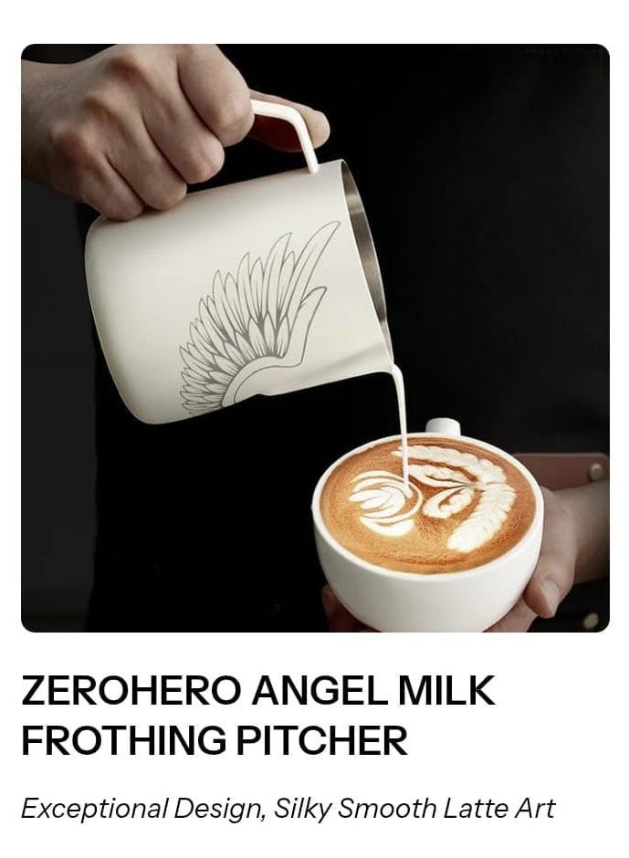 زيروهيرو إبريق حليب لاتيه آرت ZeroHero Angel سعة 600 مل – إبريق رغوة من الفولاذ المقاوم للصدأ SUS304 - Image 1